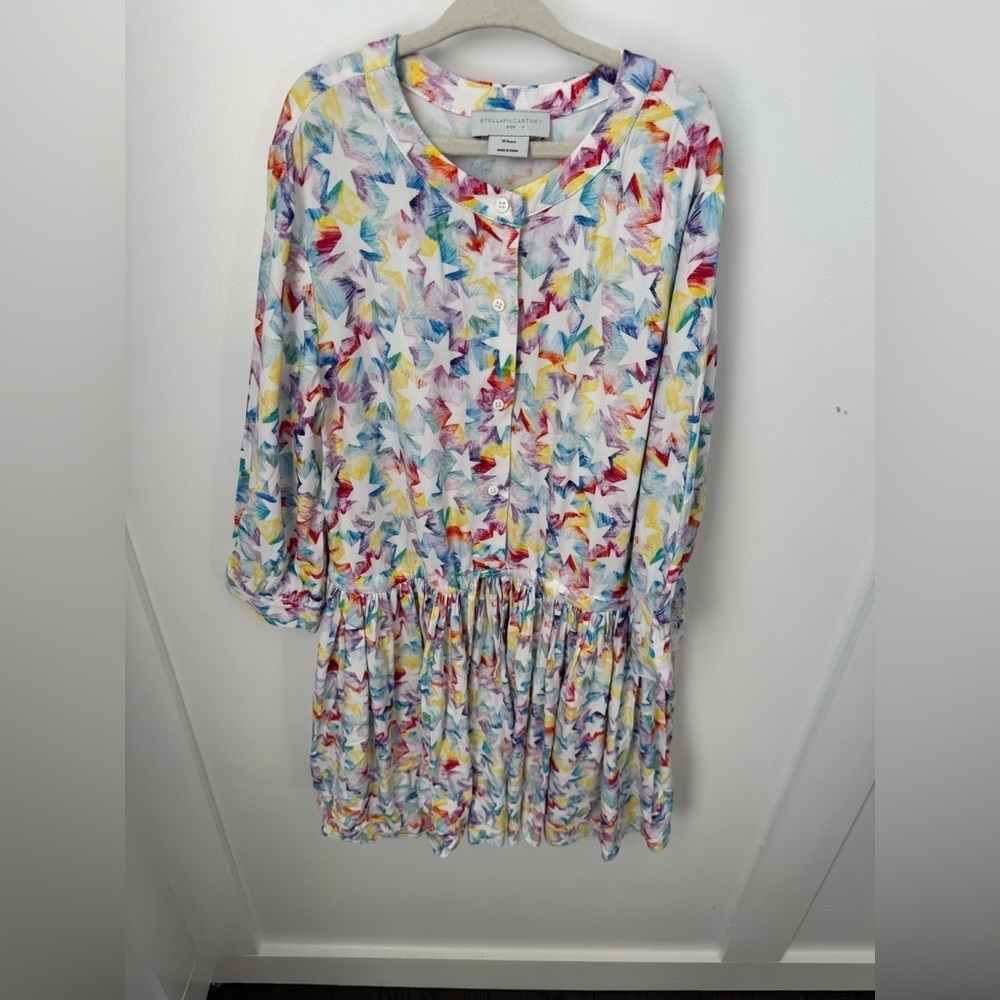 STELLA MACCARTNEY KIDS Rainbow Star Outline Skater Dress Size 10